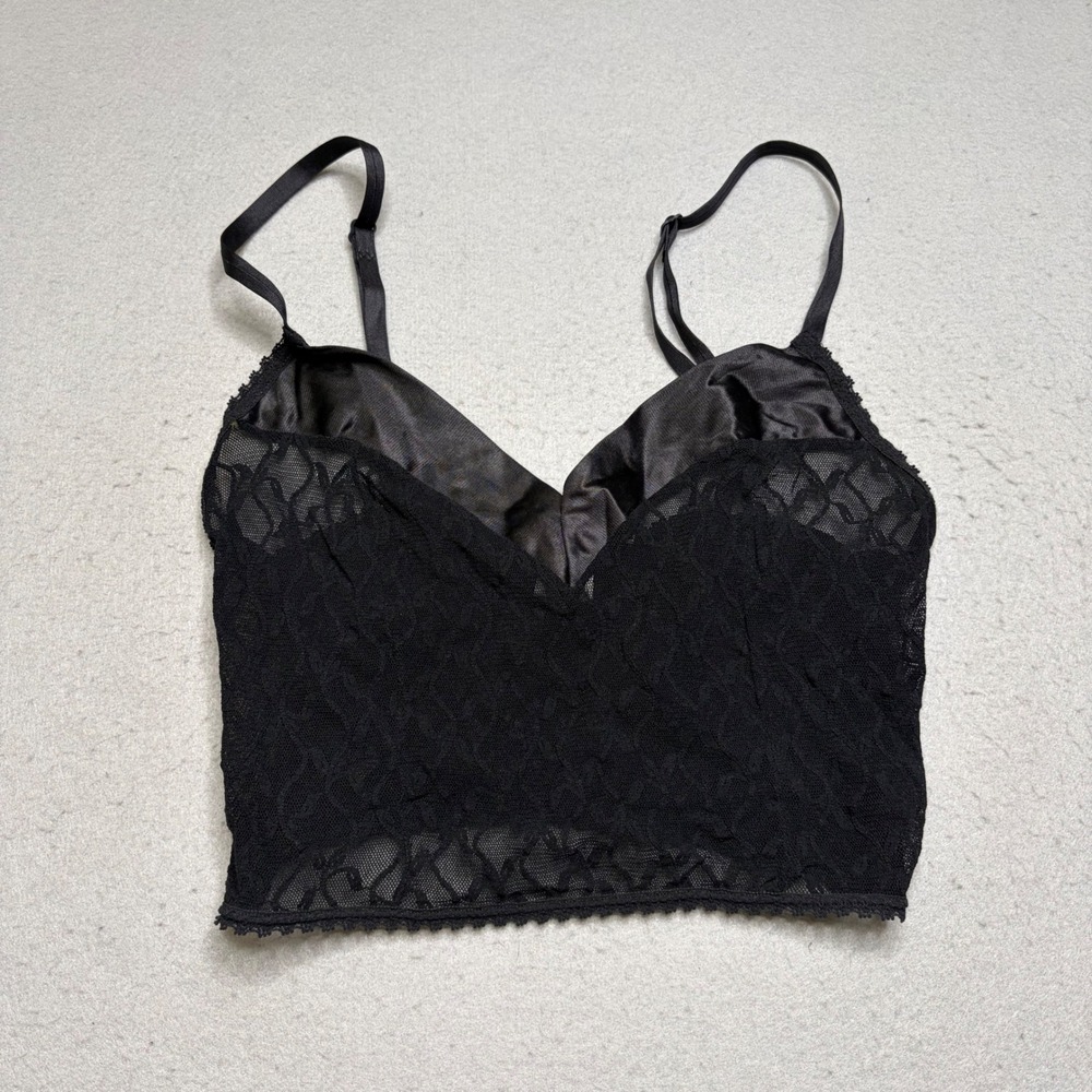 Undercover Wear Cami Top Women Medium Black Vintage 90s Lace Satin Crop Camisole